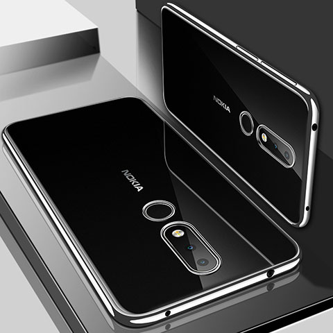 Funda Silicona Ultrafina Carcasa Transparente H01 para Nokia X6 Plata