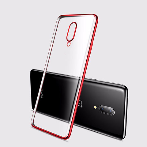 Funda Silicona Ultrafina Carcasa Transparente H01 para OnePlus 7 Rojo