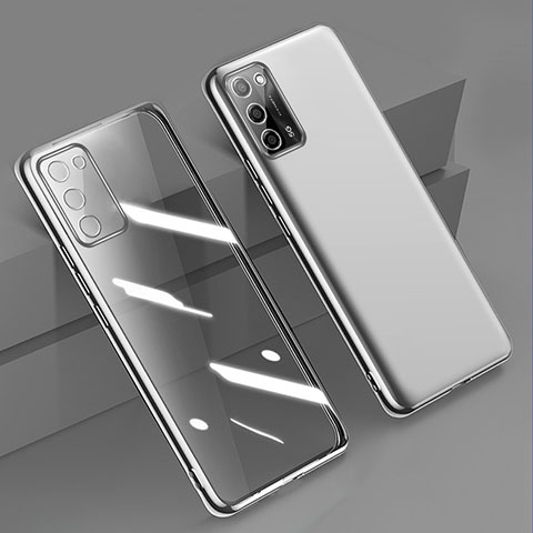 Funda Silicona Ultrafina Carcasa Transparente H01 para Oppo A55 5G Plata