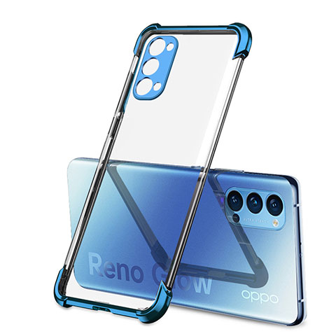 Funda Silicona Ultrafina Carcasa Transparente H01 para Oppo Reno4 5G Azul