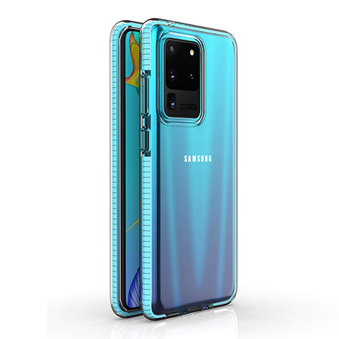 Funda Silicona Ultrafina Carcasa Transparente H01 para Samsung Galaxy S20 Ultra 5G Azul Cielo