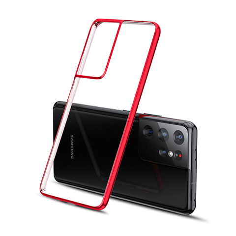 Funda Silicona Ultrafina Carcasa Transparente H01 para Samsung Galaxy S21 Ultra 5G Rojo