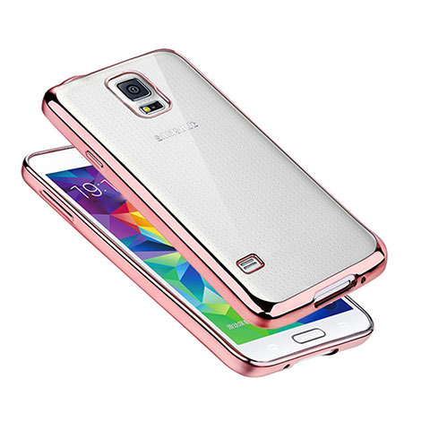Funda Silicona Ultrafina Carcasa Transparente H01 para Samsung Galaxy S5 Duos Plus Oro Rosa