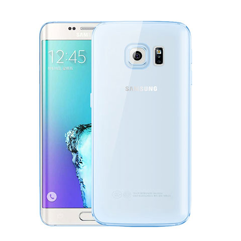 Funda Silicona Ultrafina Carcasa Transparente H01 para Samsung Galaxy S6 Edge+ Plus SM-G928F Azul