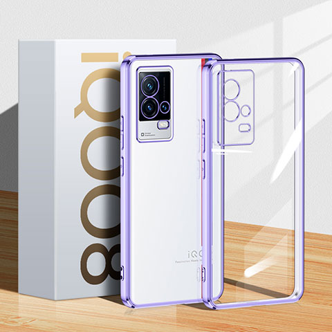 Funda Silicona Ultrafina Carcasa Transparente H01 para Vivo iQOO 8 Pro 5G Morado