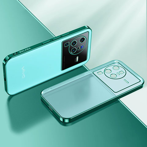 Funda Silicona Ultrafina Carcasa Transparente H01 para Vivo X80 Pro 5G Verde