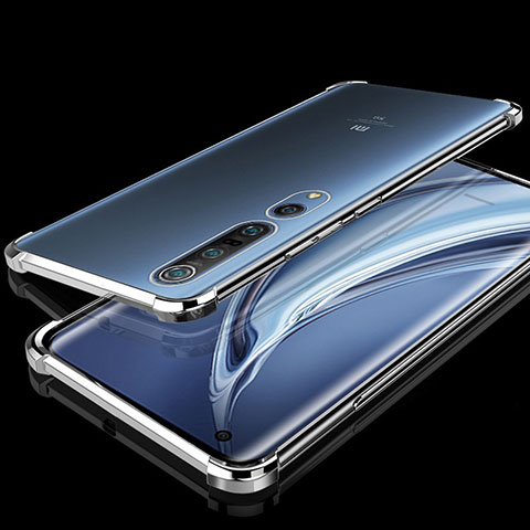 Funda Silicona Ultrafina Carcasa Transparente H01 para Xiaomi Mi 10 Pro Plata