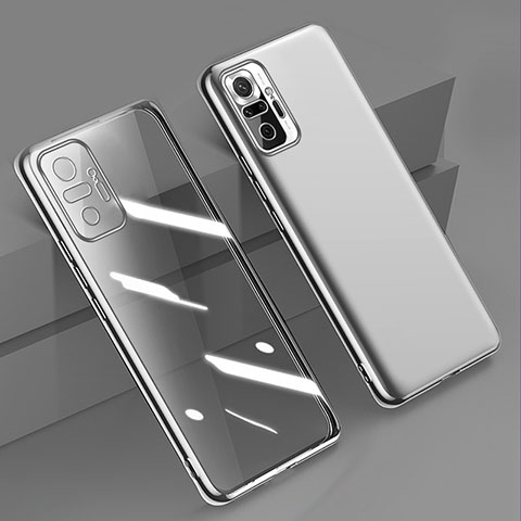 Funda Silicona Ultrafina Carcasa Transparente H01 para Xiaomi Redmi Note 10 Pro Max Plata