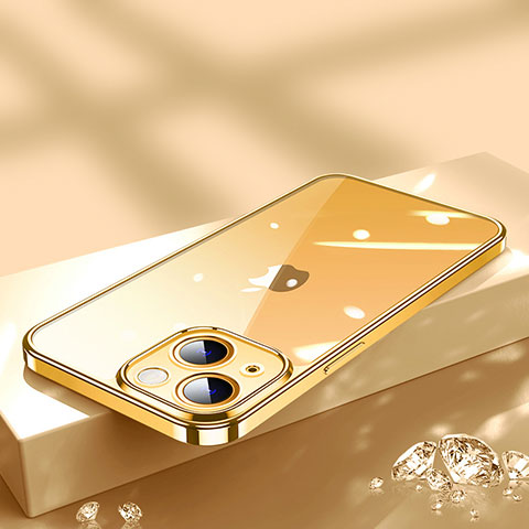Funda Silicona Ultrafina Carcasa Transparente H02 para Apple iPhone 13 Mini Oro