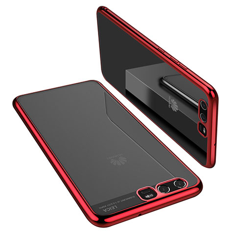 Funda Silicona Ultrafina Carcasa Transparente H02 para Huawei P10 Rojo