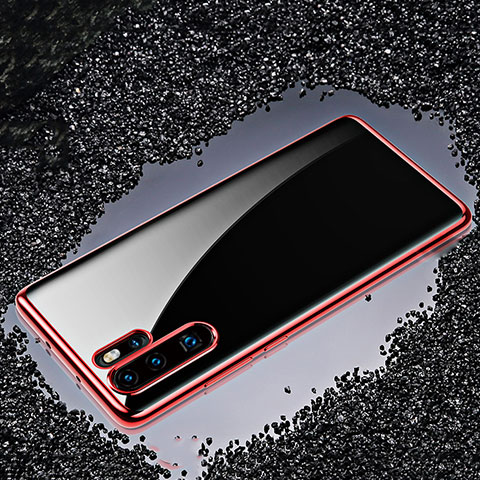 Funda Silicona Ultrafina Carcasa Transparente H02 para Huawei P30 Pro New Edition Rojo