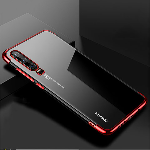 Funda Silicona Ultrafina Carcasa Transparente H02 para Huawei P30 Rojo