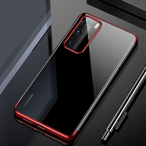 Funda Silicona Ultrafina Carcasa Transparente H02 para Huawei P40 Pro Rojo