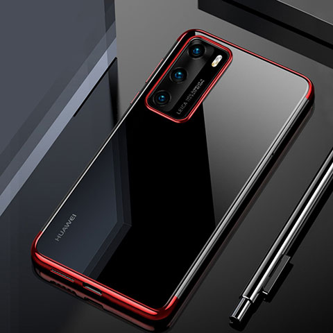 Funda Silicona Ultrafina Carcasa Transparente H02 para Huawei P40 Rojo