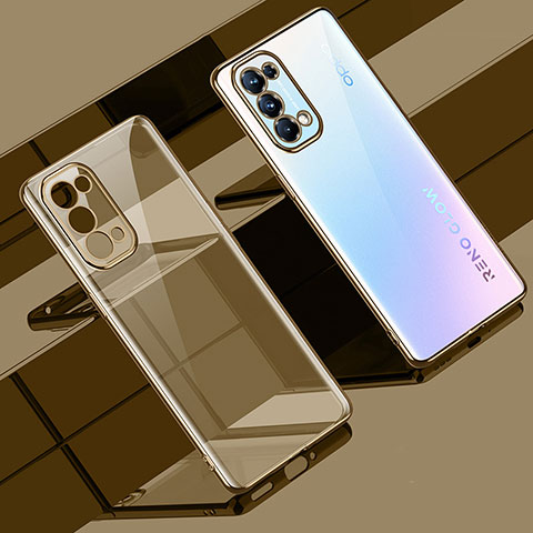 Funda Silicona Ultrafina Carcasa Transparente H02 para Oppo Reno5 Pro 5G Oro