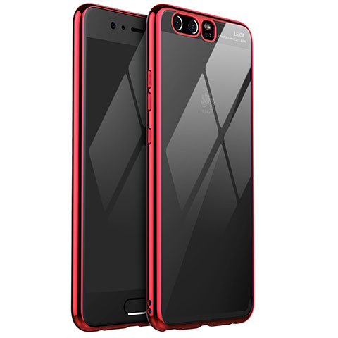 Funda Silicona Ultrafina Carcasa Transparente H03 para Huawei P10 Rojo