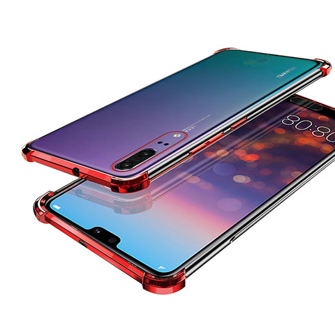 Funda Silicona Ultrafina Carcasa Transparente H03 para Huawei P20 Rojo
