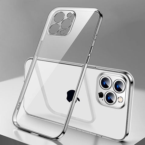 Funda Silicona Ultrafina Carcasa Transparente H04 para Apple iPhone 13 Pro Max Plata