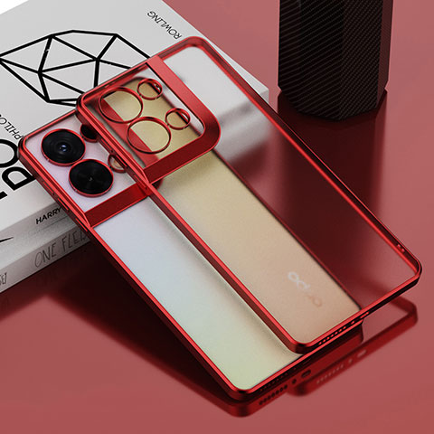 Funda Silicona Ultrafina Carcasa Transparente H04 para Oppo Reno9 Pro 5G Rojo