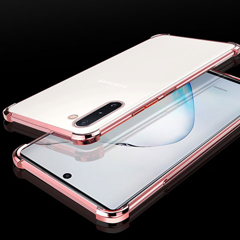 Funda Silicona Ultrafina Carcasa Transparente H04 para Samsung Galaxy Note 10 Plus 5G Oro Rosa
