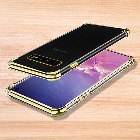 Funda Silicona Ultrafina Carcasa Transparente H04 para Samsung Galaxy S10 Oro