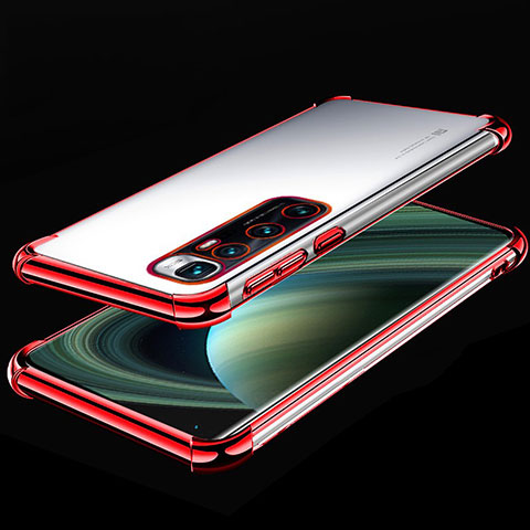 Funda Silicona Ultrafina Carcasa Transparente H04 para Xiaomi Mi 10 Ultra Rojo