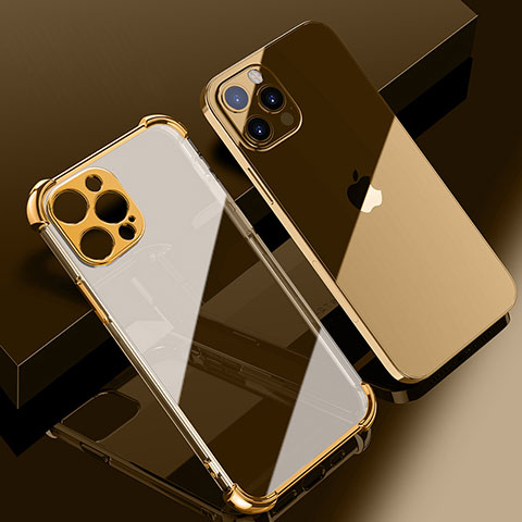 Funda Silicona Ultrafina Carcasa Transparente H06 para Apple iPhone 14 Pro Oro