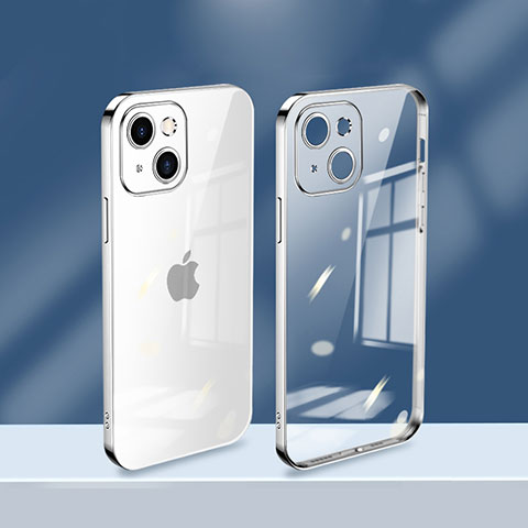 Funda Silicona Ultrafina Carcasa Transparente H08 para Apple iPhone 13 Plata