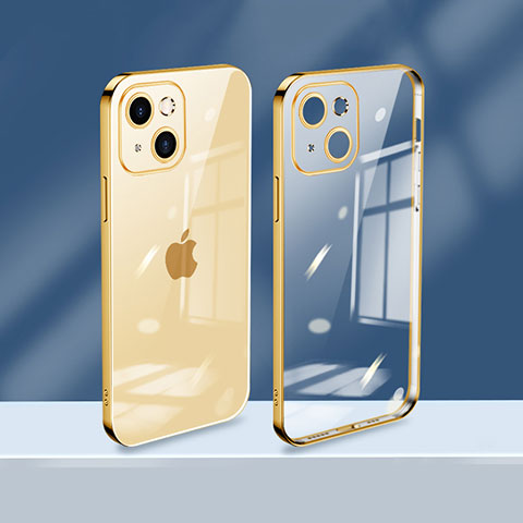 Funda Silicona Ultrafina Carcasa Transparente H08 para Apple iPhone 14 Oro