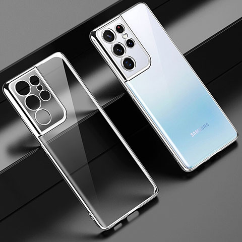 Funda Silicona Ultrafina Carcasa Transparente H08 para Samsung Galaxy S22 Ultra 5G Plata