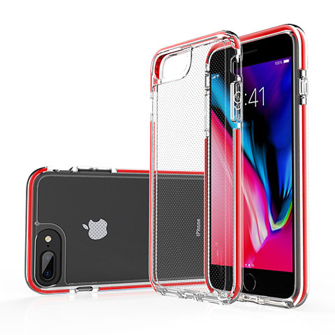 Funda Silicona Ultrafina Carcasa Transparente HT01 para Apple iPhone 7 Plus Rojo