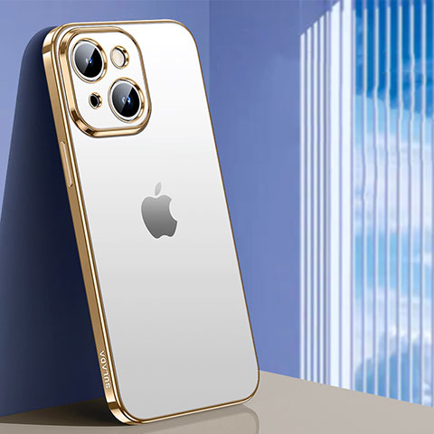 Funda Silicona Ultrafina Carcasa Transparente LD1 para Apple iPhone 14 Oro
