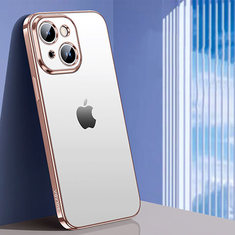 Funda Silicona Ultrafina Carcasa Transparente LD1 para Apple iPhone 14 Plus Oro Rosa