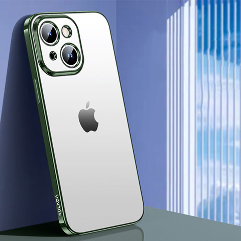 Funda Silicona Ultrafina Carcasa Transparente LD1 para Apple iPhone 14 Plus Verde