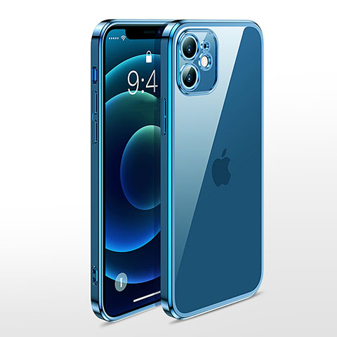 Funda Silicona Ultrafina Carcasa Transparente N04 para Apple iPhone 12 Azul