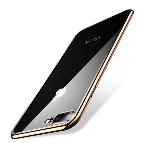 Funda Silicona Ultrafina Carcasa Transparente Q04 para Apple iPhone 8 Plus Oro