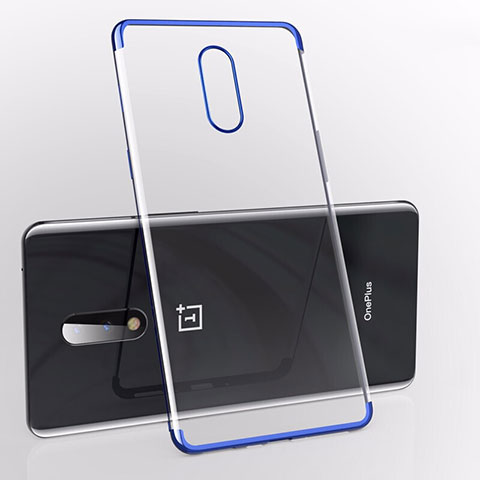 Funda Silicona Ultrafina Carcasa Transparente S01 para OnePlus 7 Azul