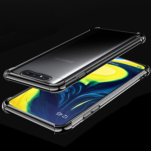 Funda Silicona Ultrafina Carcasa Transparente S01 para Samsung Galaxy A80 Negro