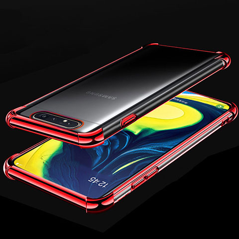 Funda Silicona Ultrafina Carcasa Transparente S01 para Samsung Galaxy A80 Rojo