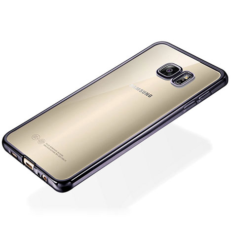 Funda Silicona Ultrafina Carcasa Transparente S01 para Samsung Galaxy S6 Edge+ Plus SM-G928F Negro