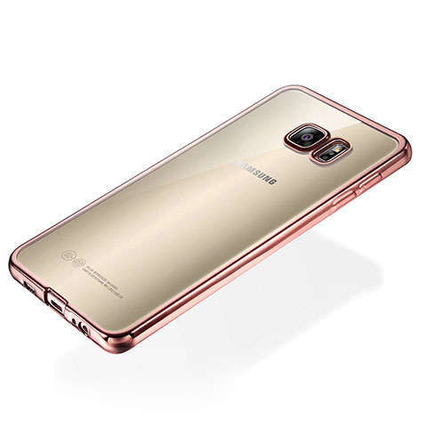 Funda Silicona Ultrafina Carcasa Transparente S01 para Samsung Galaxy S6 Edge+ Plus SM-G928F Oro Rosa