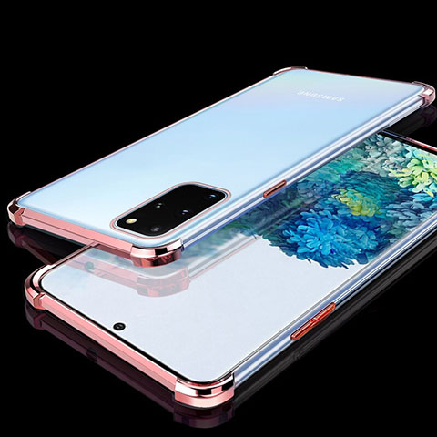 Funda Silicona Ultrafina Carcasa Transparente S02 para Samsung Galaxy S20 Plus 5G Oro Rosa