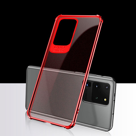 Funda Silicona Ultrafina Carcasa Transparente S02 para Samsung Galaxy S20 Ultra 5G Rojo