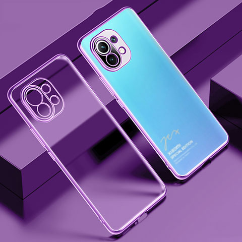 Funda Silicona Ultrafina Carcasa Transparente S02 para Xiaomi Mi 11 5G Morado