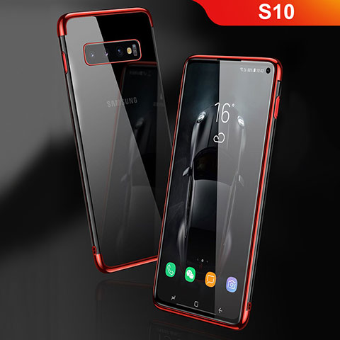 Funda Silicona Ultrafina Carcasa Transparente S03 para Samsung Galaxy S10 Rojo