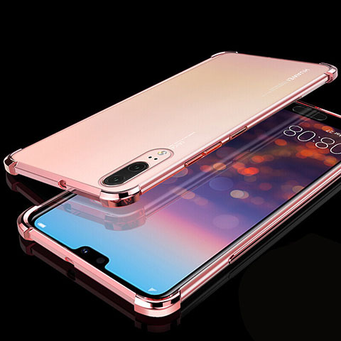 Funda Silicona Ultrafina Carcasa Transparente S05 para Huawei P20 Oro Rosa