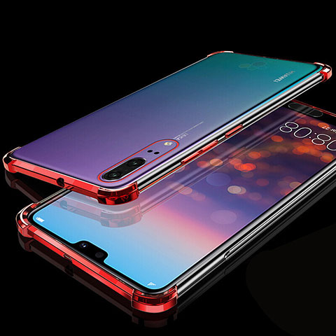 Funda Silicona Ultrafina Carcasa Transparente S05 para Huawei P20 Rojo