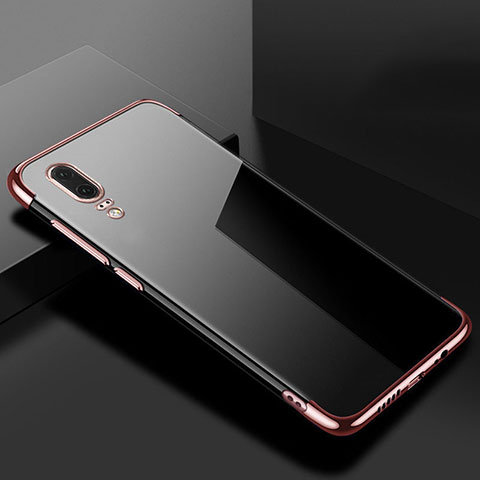 Funda Silicona Ultrafina Carcasa Transparente S07 para Huawei P20 Oro Rosa