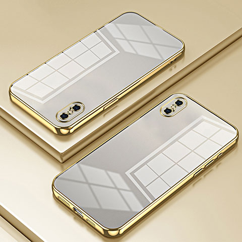 Funda Silicona Ultrafina Carcasa Transparente SY2 para Apple iPhone X Oro