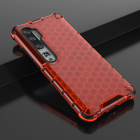 Funda Silicona Ultrafina Carcasa Transparente Z01 para Xiaomi Mi Note 10 Pro Rojo